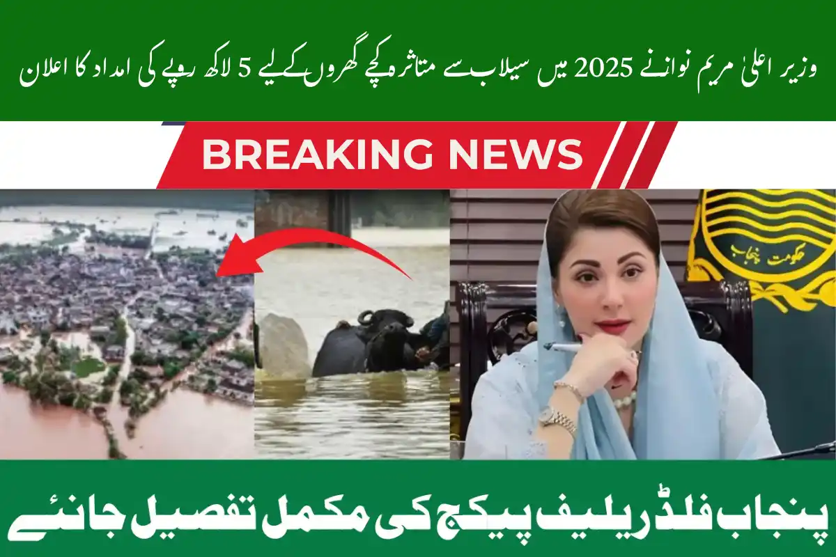 CM Maryam Nawaz Announces 5 Lakh Aid for Mud Houses Affected by Floods 2025