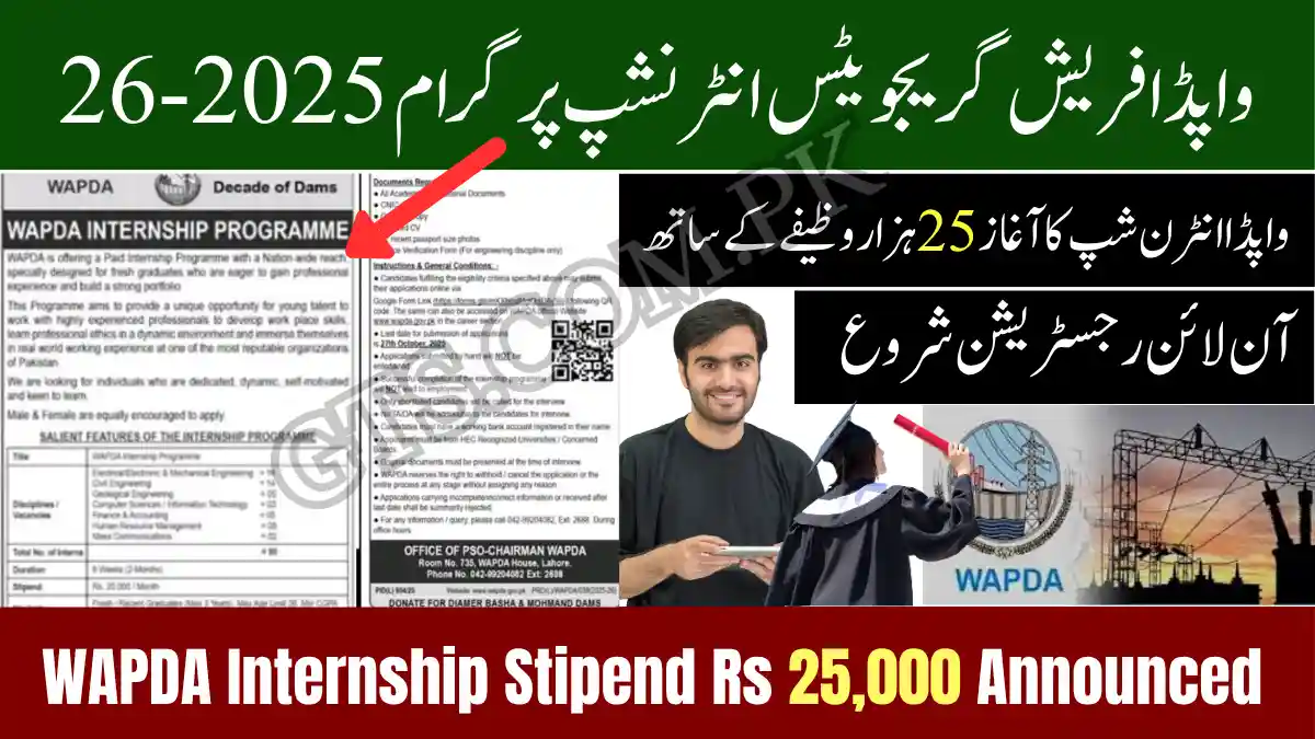 WAPDA Internship Stipend Rs 25,000