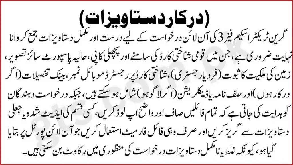 Required Documents for GTS Phase 3 Online Application